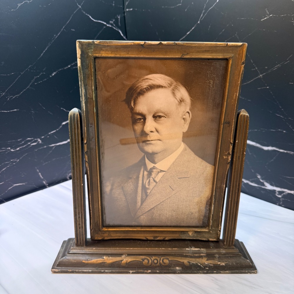 Antique 1920s Art Deco Swing Tilt Portrait Picture Frame Photo Wood Art Deco